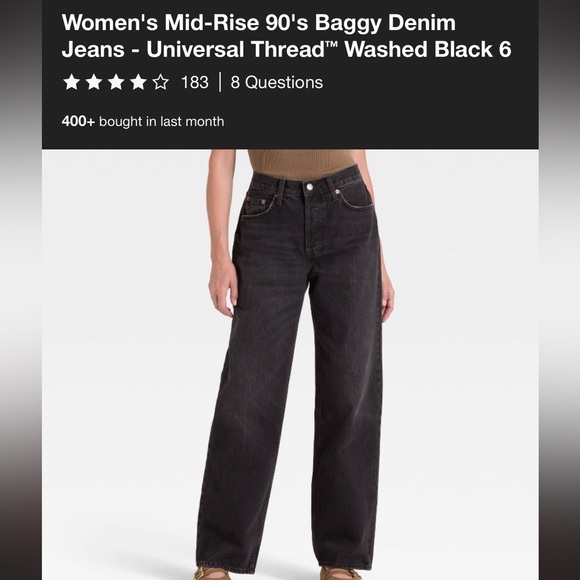 Universal Thread Denim - Universal Thread Dark Gray Baggy Jeans